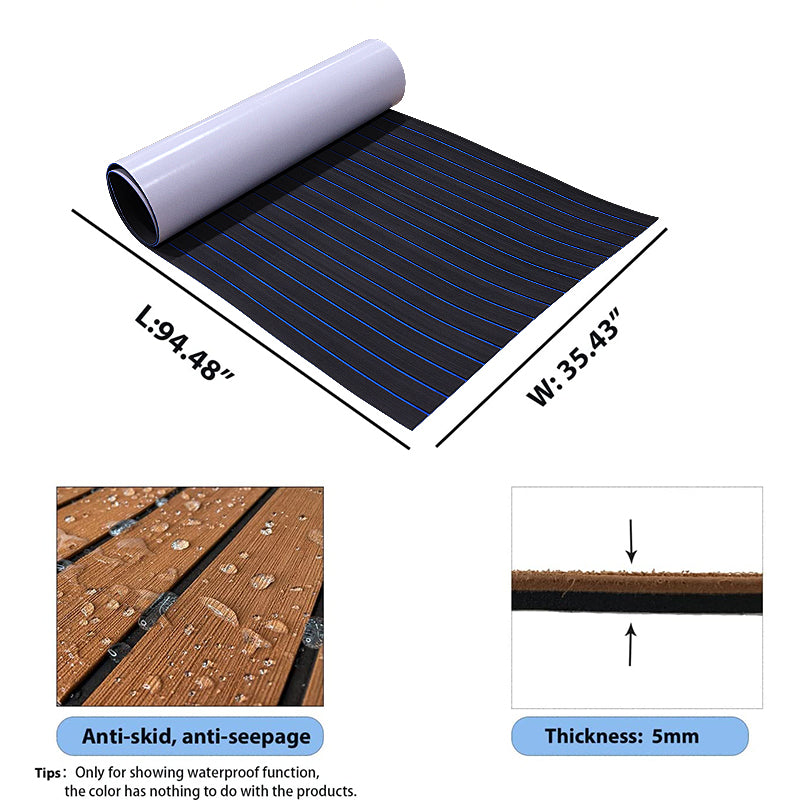 3M Self Adhesive EVA Foam Sheets - Black and Blue H Groove Boat Flooring