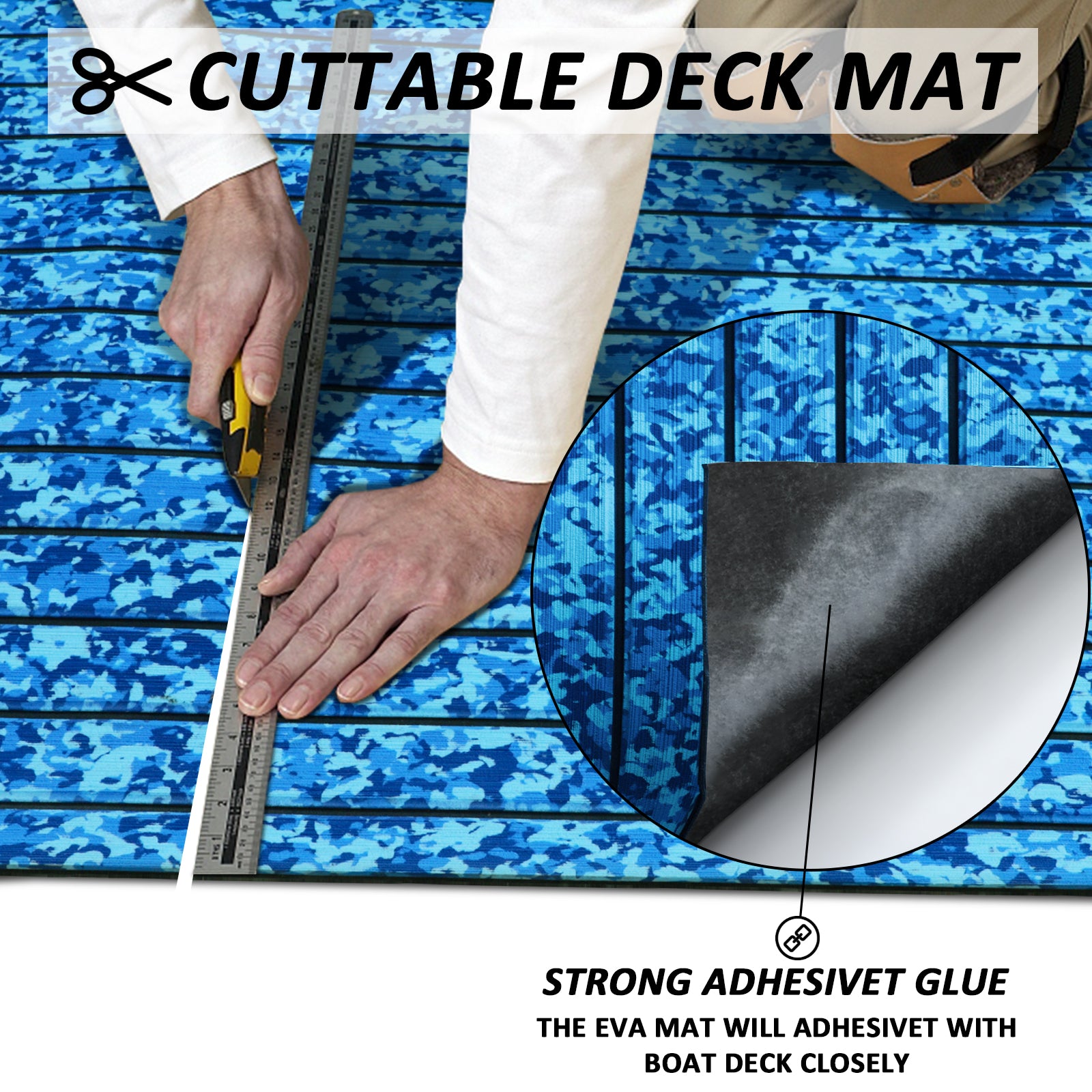 3M Self Adhesive EVA Foam Sheets - Ocean Camo and Black U Groove Boat Flooring