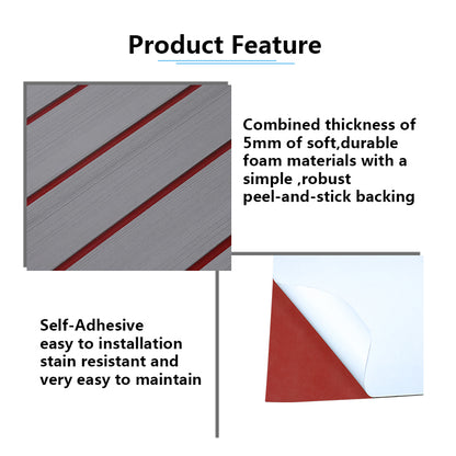 3M Self Adhesive EVA Foam Sheets - Light Gray and Red H Groove Boat Flooring HzKaiCun