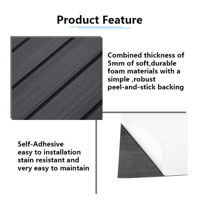 3M Self Adhesive EVA Foam Sheets - Dark Gray and Black H Groove Boat Flooring HzKaiCun