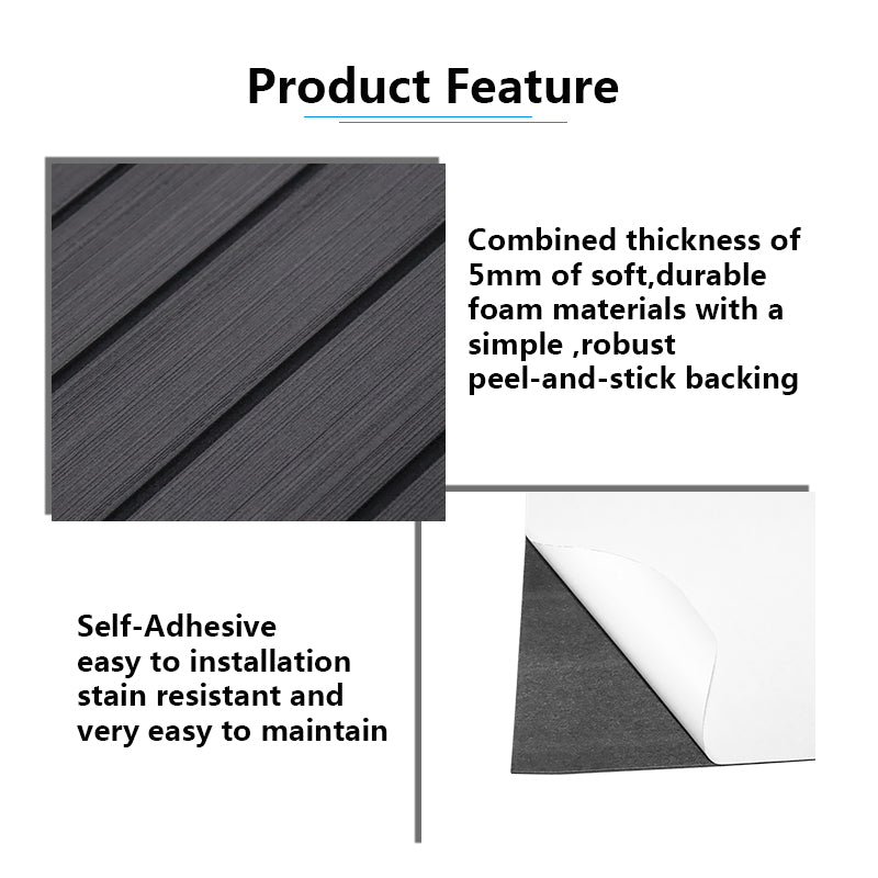 3M Self Adhesive EVA Foam Sheets - Dark Gray and Black H Groove Boat Flooring