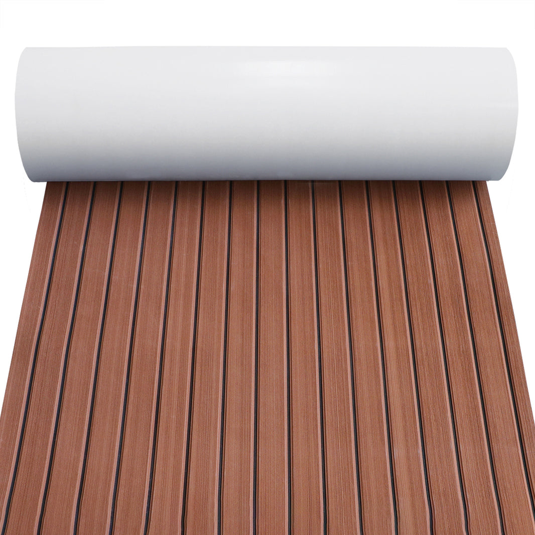 3M Self Adhesive EVA Foam Sheets - Dark Brown and Black Faux Teak U Groove Boat Flooring HzKaiCun