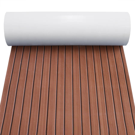 3M Self Adhesive EVA Foam Sheets - Dark Brown and Black Faux Teak U Groove Boat Flooring HzKaiCun