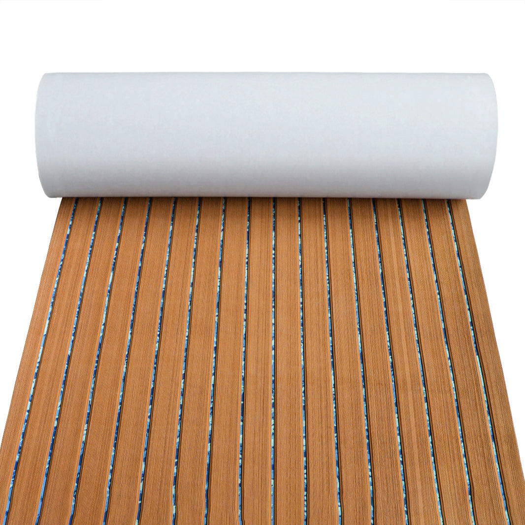 3M Self Adhesive EVA Foam Sheets - Light Brown and Ocean Camo Faux Teak U Groove Boat Flooring HzKaiCun