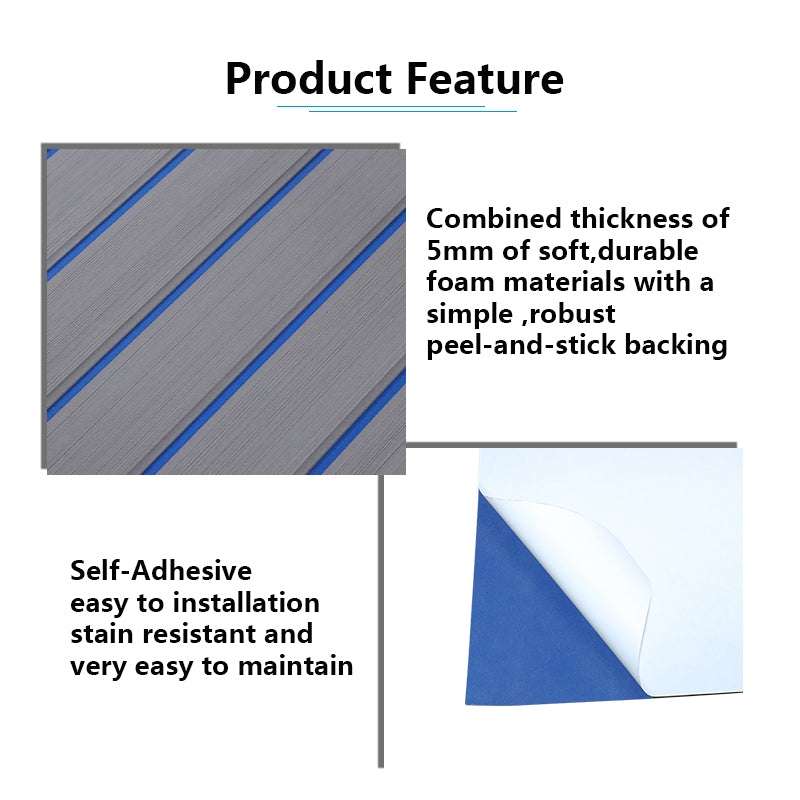 3M Self Adhesive EVA Foam Sheets - Light Gray and Blue U Groove Boat Flooring