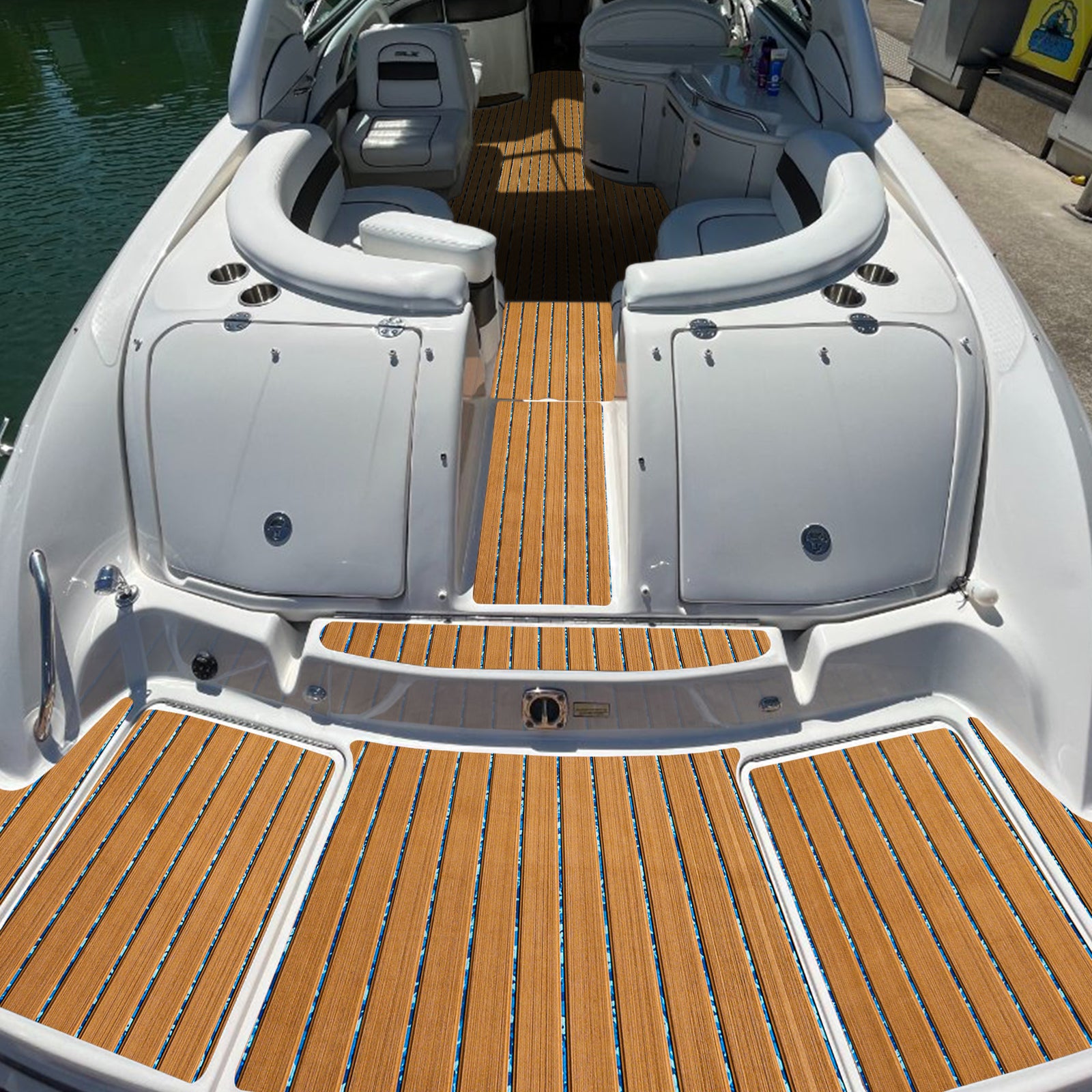3M Self Adhesive EVA Foam Sheets - Light Brown and Ocean Camo Faux Teak U Groove Boat Flooring