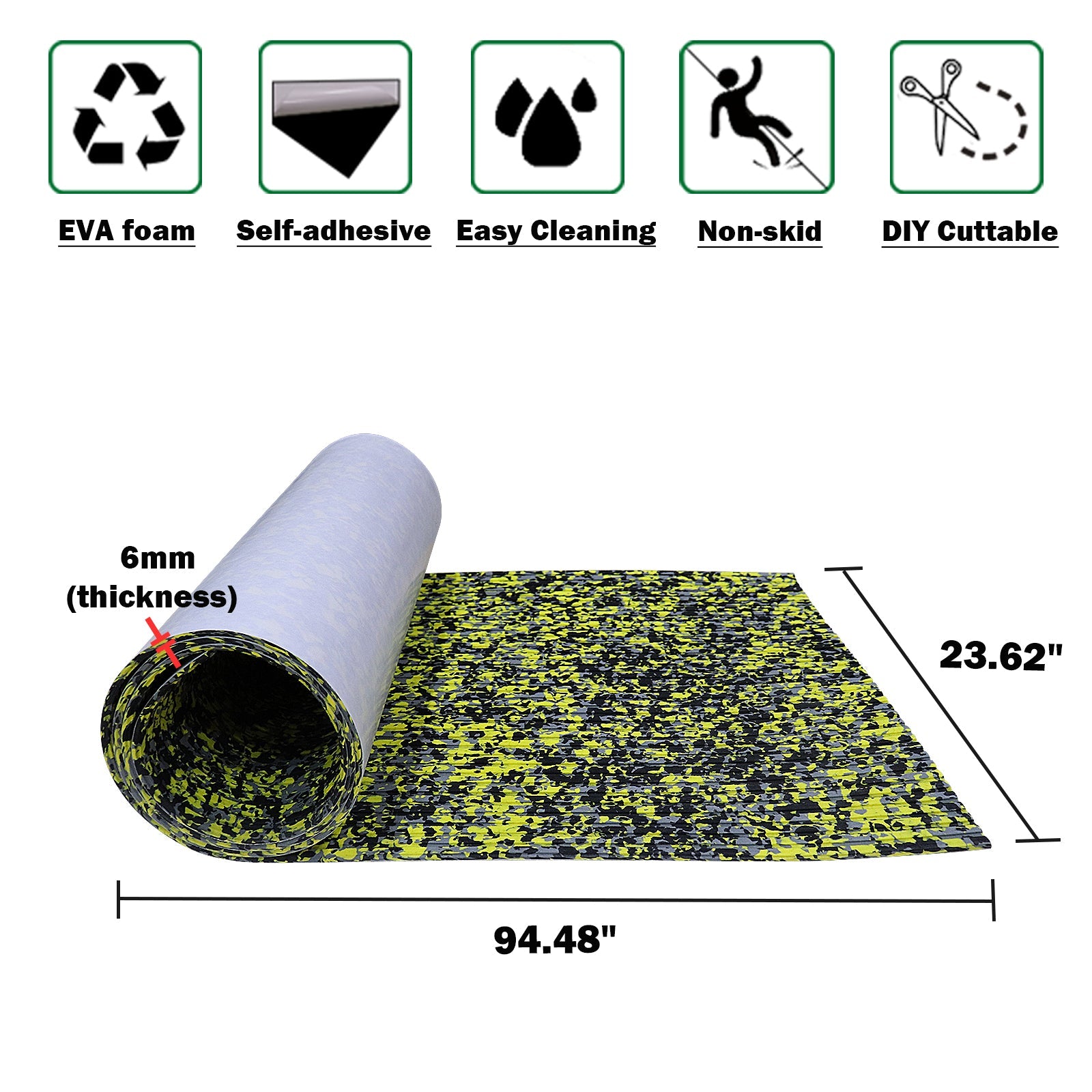 EVA Foam Sheets - Yellow Camo Deep Striped Groove Boat Flooring HzKaiCun