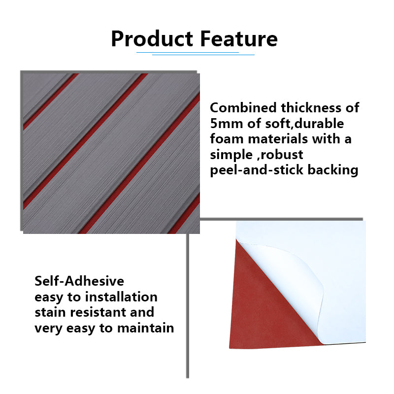 3M Self Adhesive EVA Foam Sheets - Light Gray and Red U Groove Boat Flooring