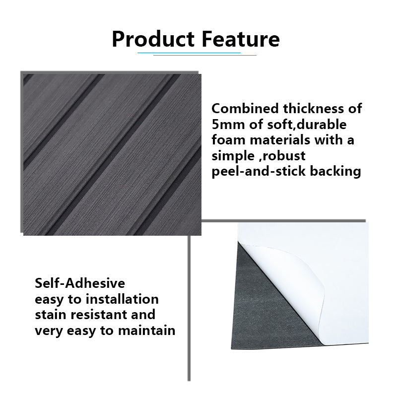 3M Self Adhesive EVA Foam Sheets - Dark Gray and Black U Groove Boat Flooring HzKaiCun
