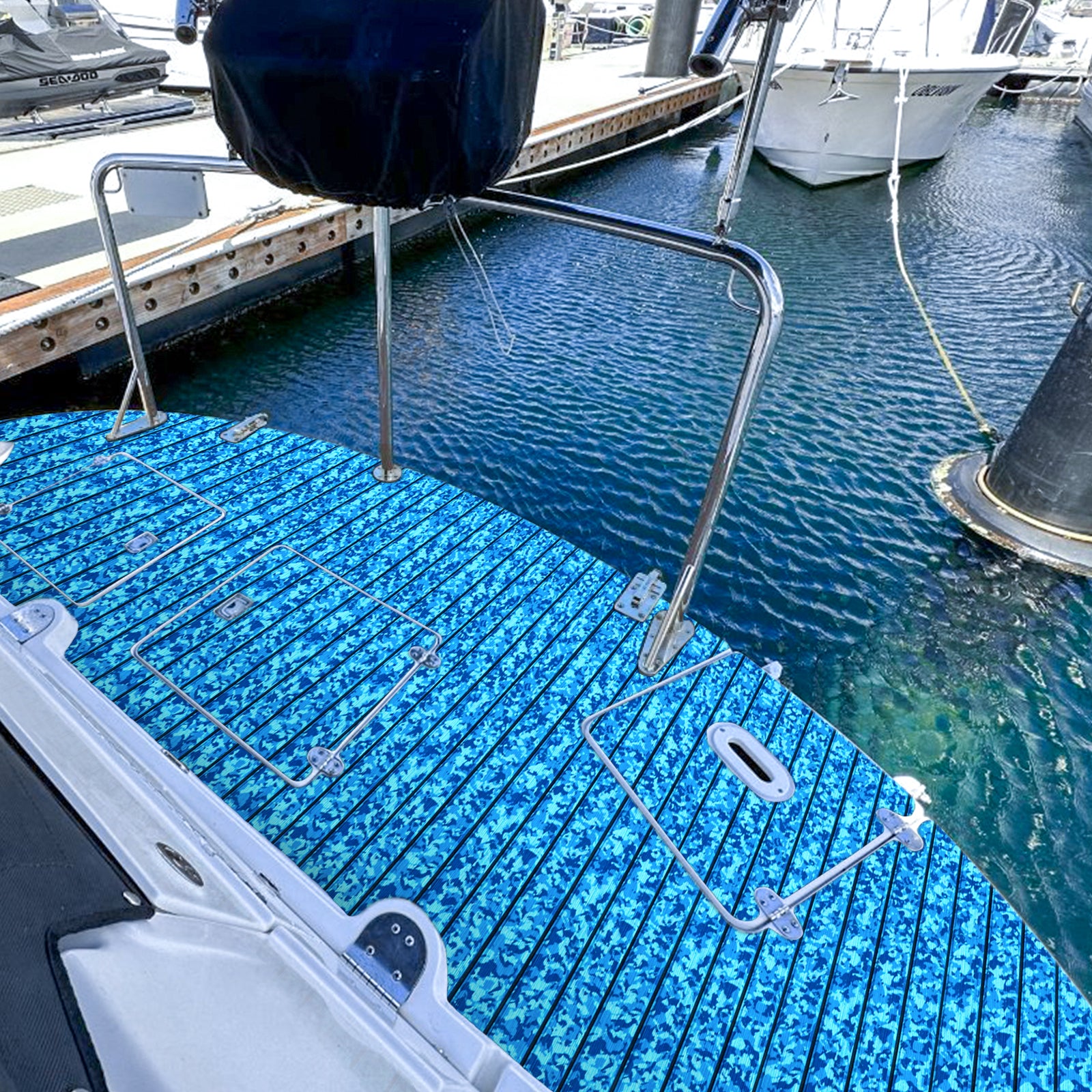 3M Self Adhesive EVA Foam Sheets - Ocean Camo and Black U Groove Boat Flooring