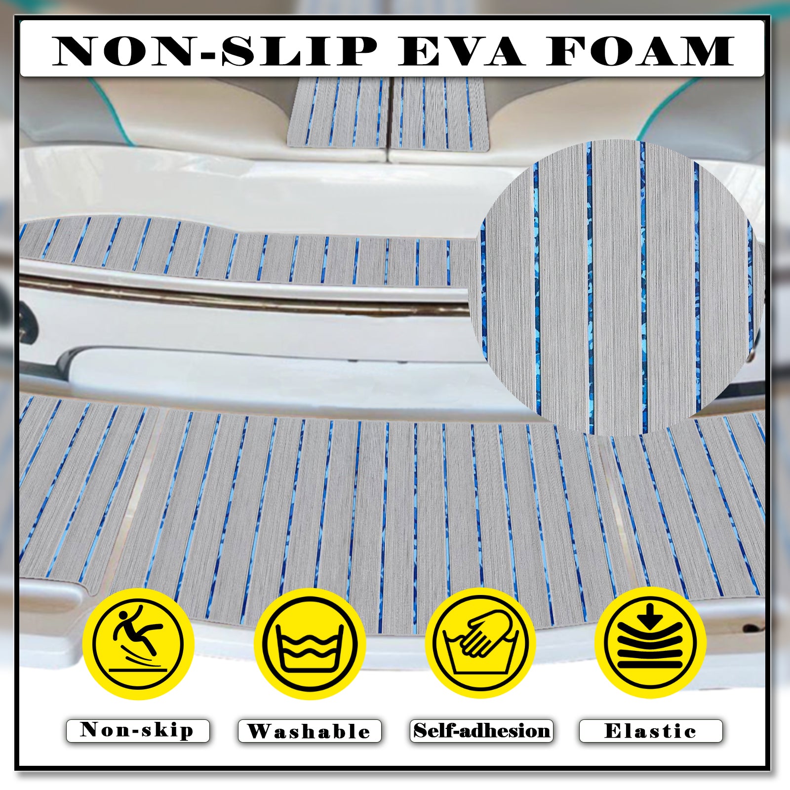 3M Self Adhesive EVA Foam Sheets - Light Gray and Ocean Camo U Groove Boat Flooring