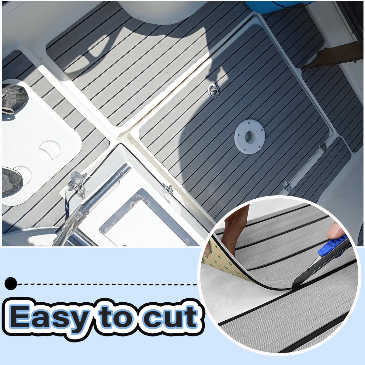 3M Self Adhesive EVA Foam Sheets - Light Gray and Black H Groove Boat Flooring HzKaiCun