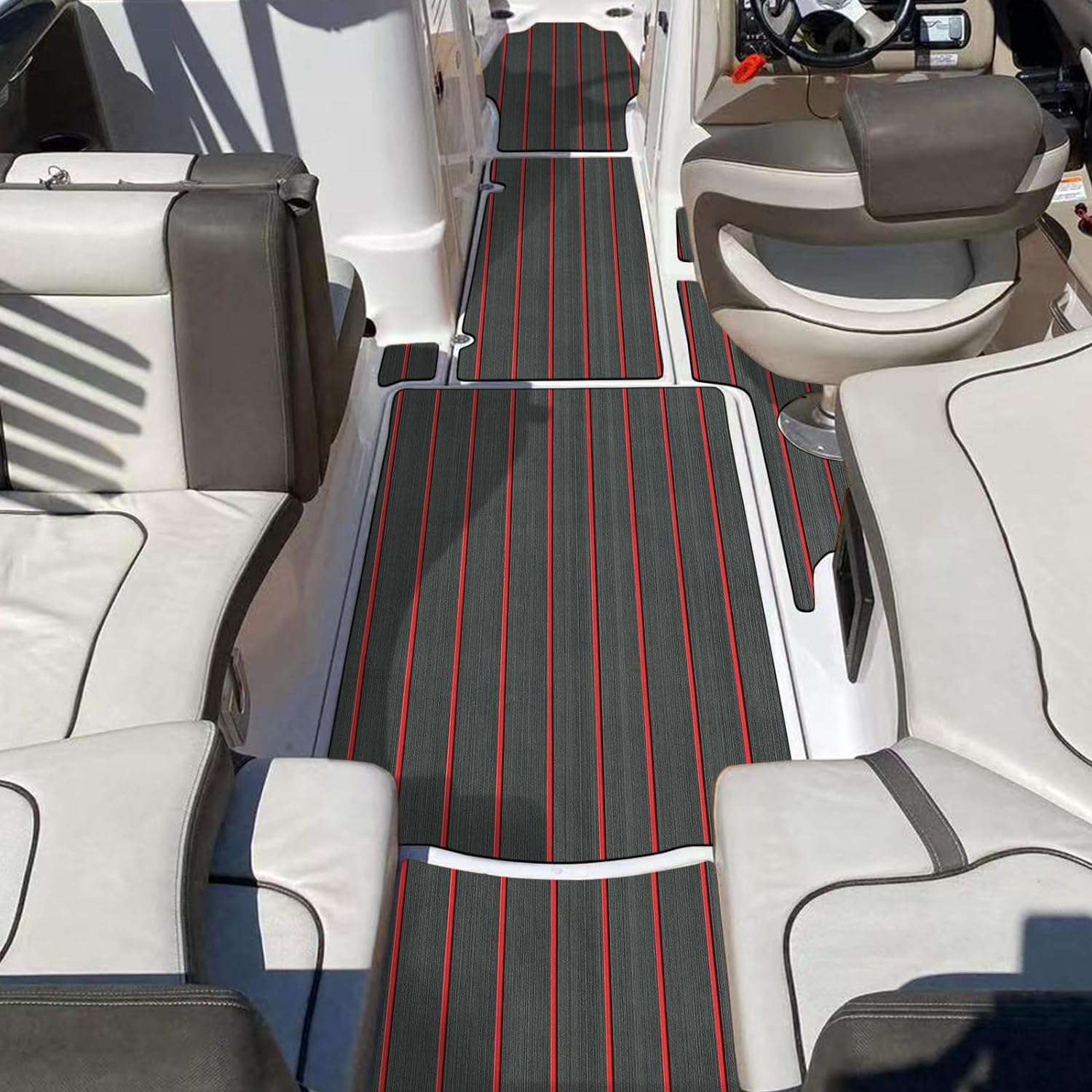 3M Self Adhesive EVA Foam Sheets - Dark Gray and Red H Groove Boat Flooring