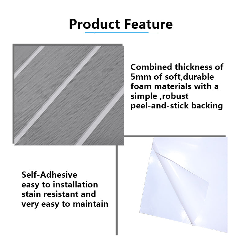 3M Self Adhesive EVA Foam Sheets - Light Gray and White H Groove Boat Flooring HzKaiCun