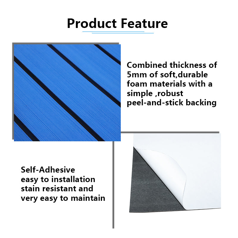 3M Self Adhesive EVA Foam Sheets - Blue and Black H Groove Boat Flooring