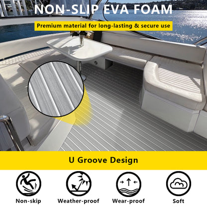 3M Self Adhesive EVA Foam Sheets - Light Gray and White U Groove Boat Flooring HzKaiCun
