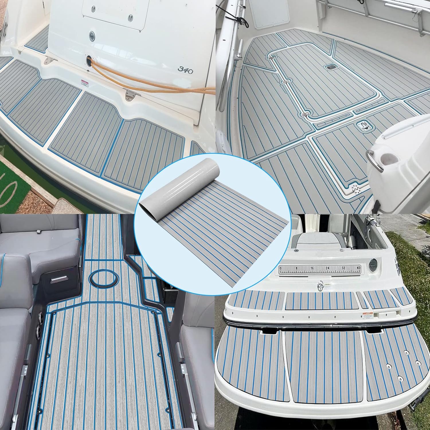 3M Self Adhesive EVA Foam Sheets - Light Gray and Blue H Groove Boat Flooring HzKaiCun