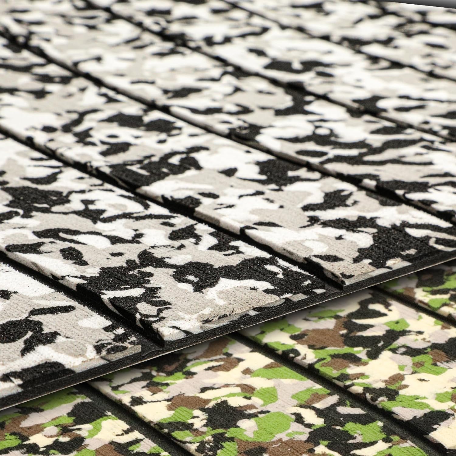 3M Self Adhesive EVA Foam Sheets - Snow Camo and Black H Groove Boat Flooring