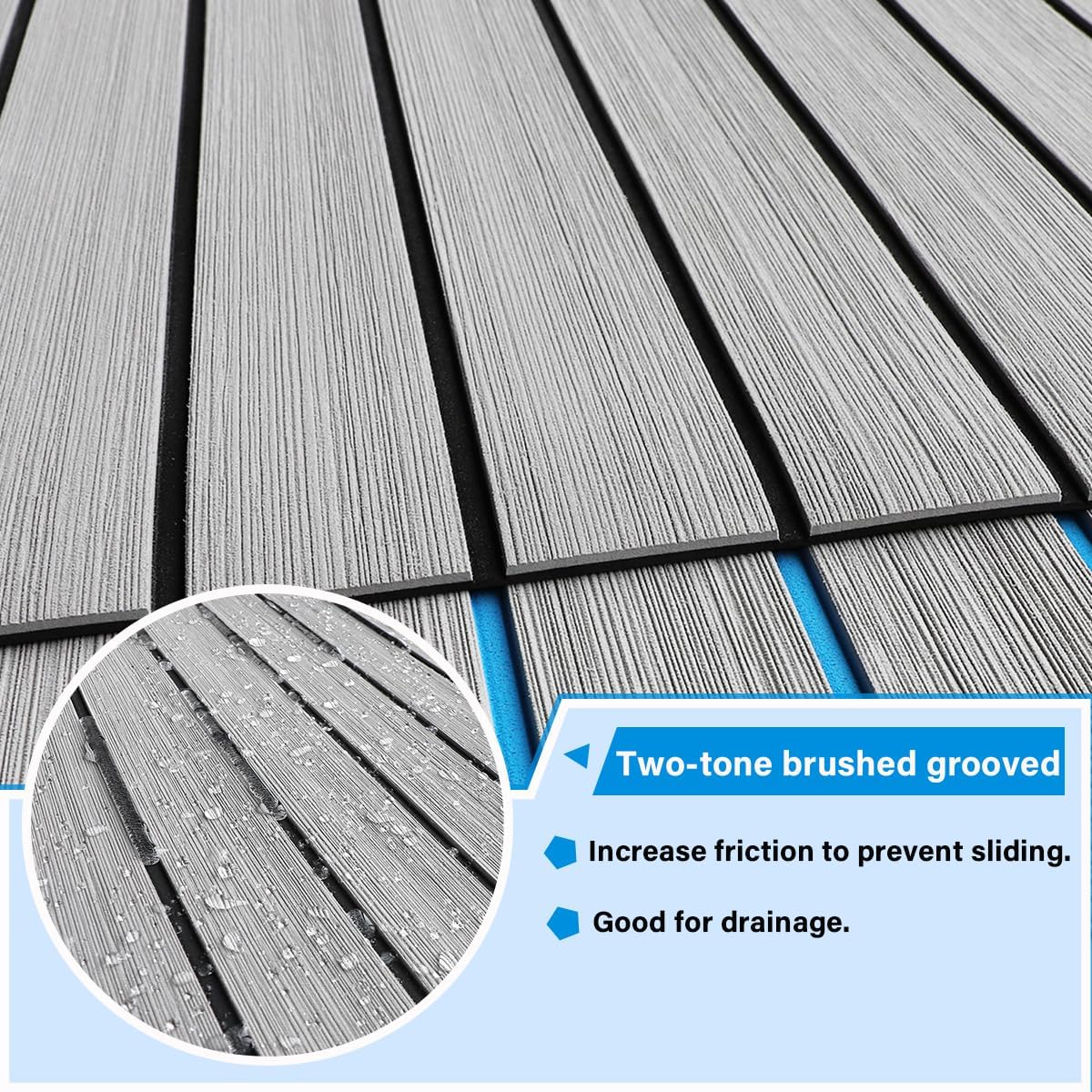 3M Self Adhesive EVA Foam Sheets - Light Gray and Black H Groove Boat Flooring