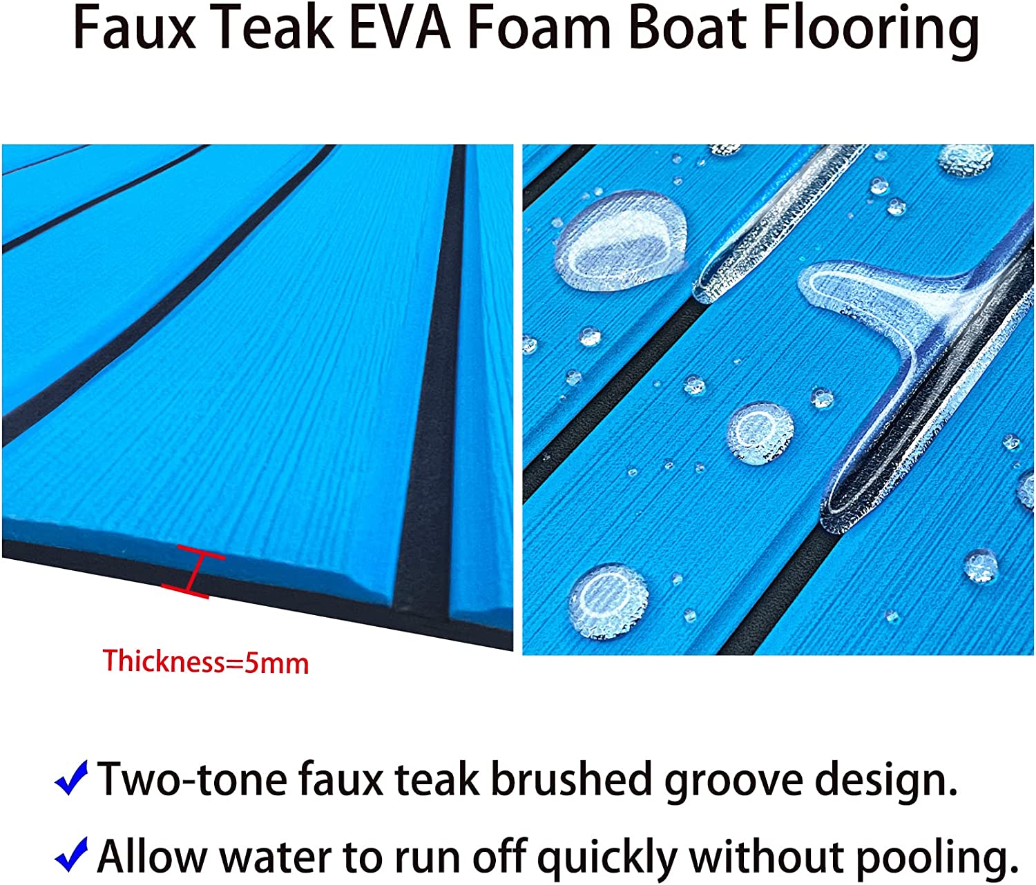 3M Self Adhesive EVA Foam Sheets - Blue and Black U Groove Boat Flooring