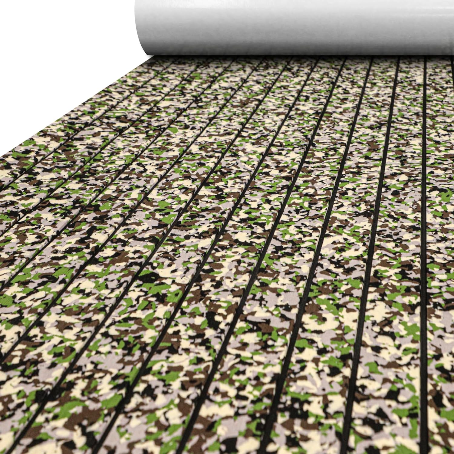 3M Self Adhesive EVA Foam Sheets - Forest Camo and Black H Groove Boat Flooring