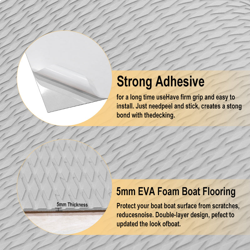 3M Self Adhesive EVA Foam Sheets - Light Gray Small Diamond Boat Flooring Marine Decking HzKaiCun