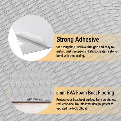 3M Self Adhesive EVA Foam Sheets - Light Gray Small Diamond Boat Flooring Marine Decking HzKaiCun