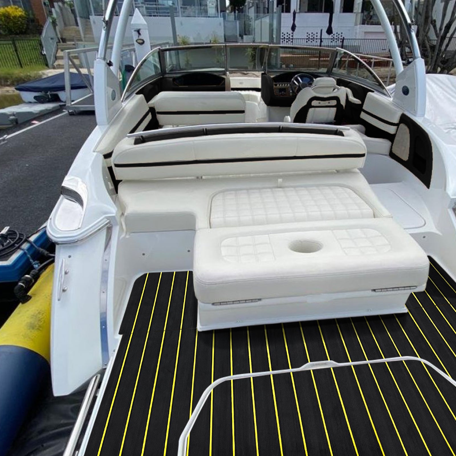 3M Self Adhesive EVA Foam Sheets - Black and Yellow U Groove Boat Flooring HzKaiCun