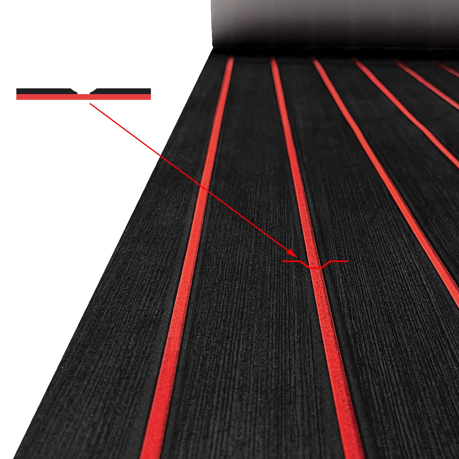 3M Self Adhesive EVA Foam Sheets - Black and Red U Groove Boat Flooring HzKaiCun