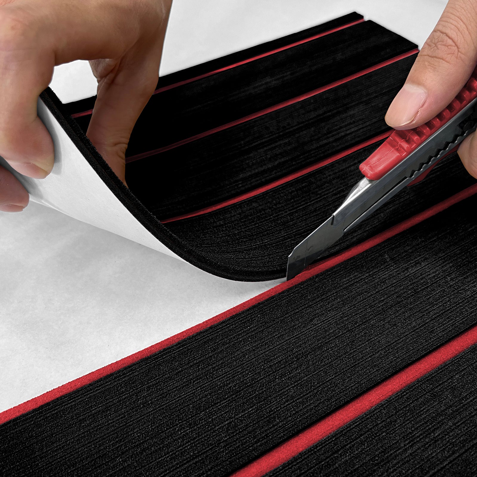 3M Self Adhesive EVA Foam Sheets - Black and Red H Groove Boat Flooring