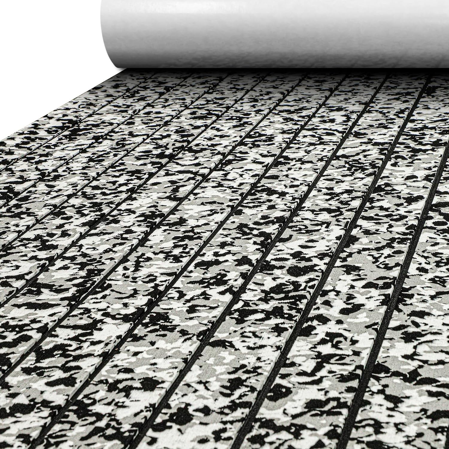 3M Self Adhesive EVA Foam Sheets - Snow Camo and Black H Groove Boat Flooring