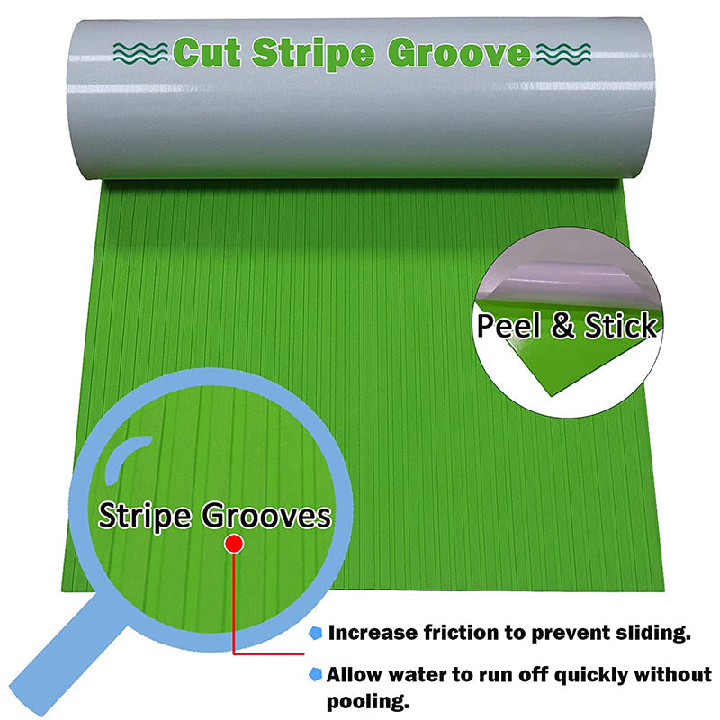 3M Self Adhesive EVA Foam Sheets - Green Deep Striped Groove Boat Flooring HzKaiCun