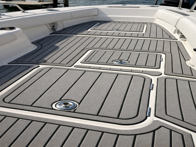 Custom EVA foam boat flooring installed on a boat deck
