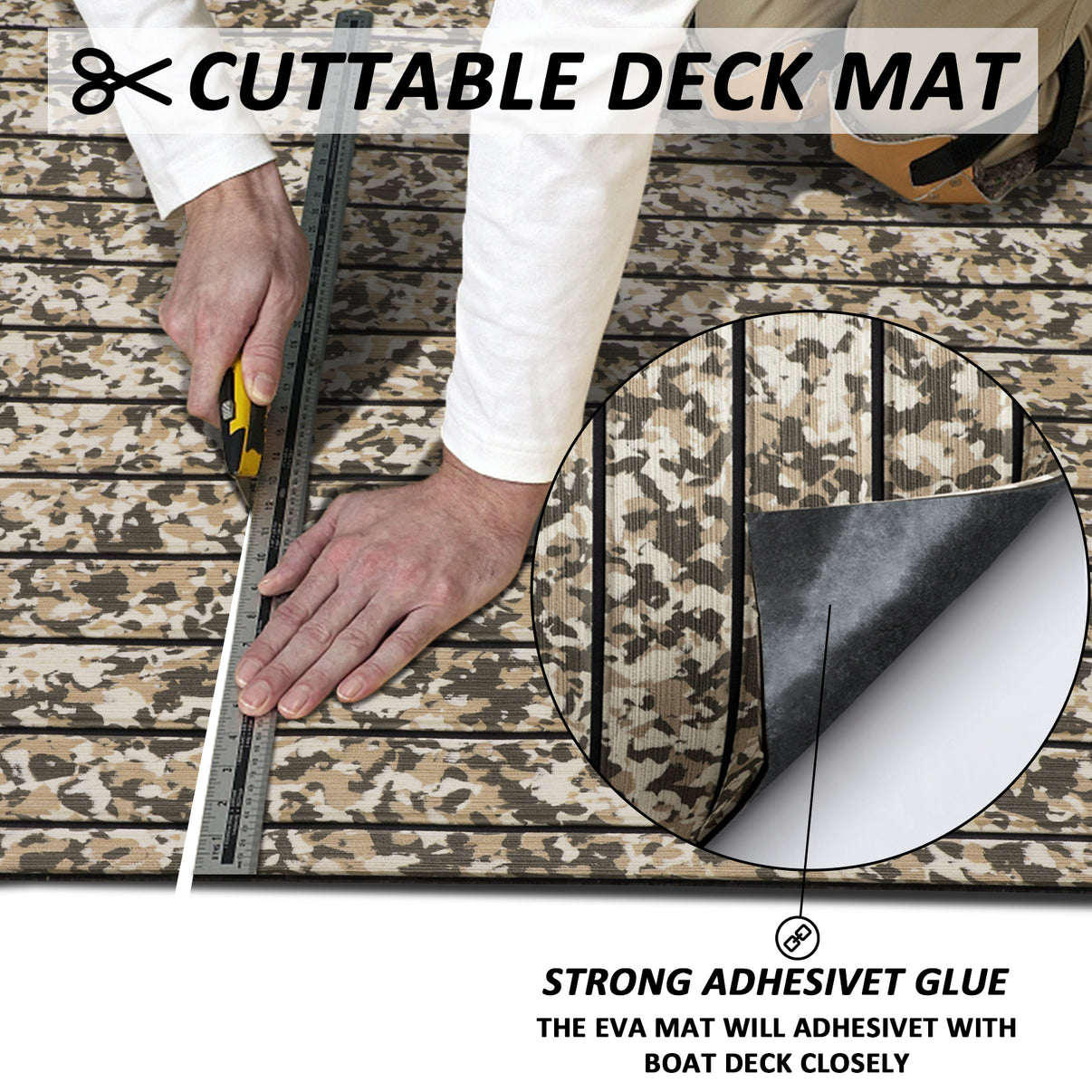 3M Self Adhesive EVA Foam Sheets - Desert Camo and Black U Groove Boat Flooring HzKaiCun
