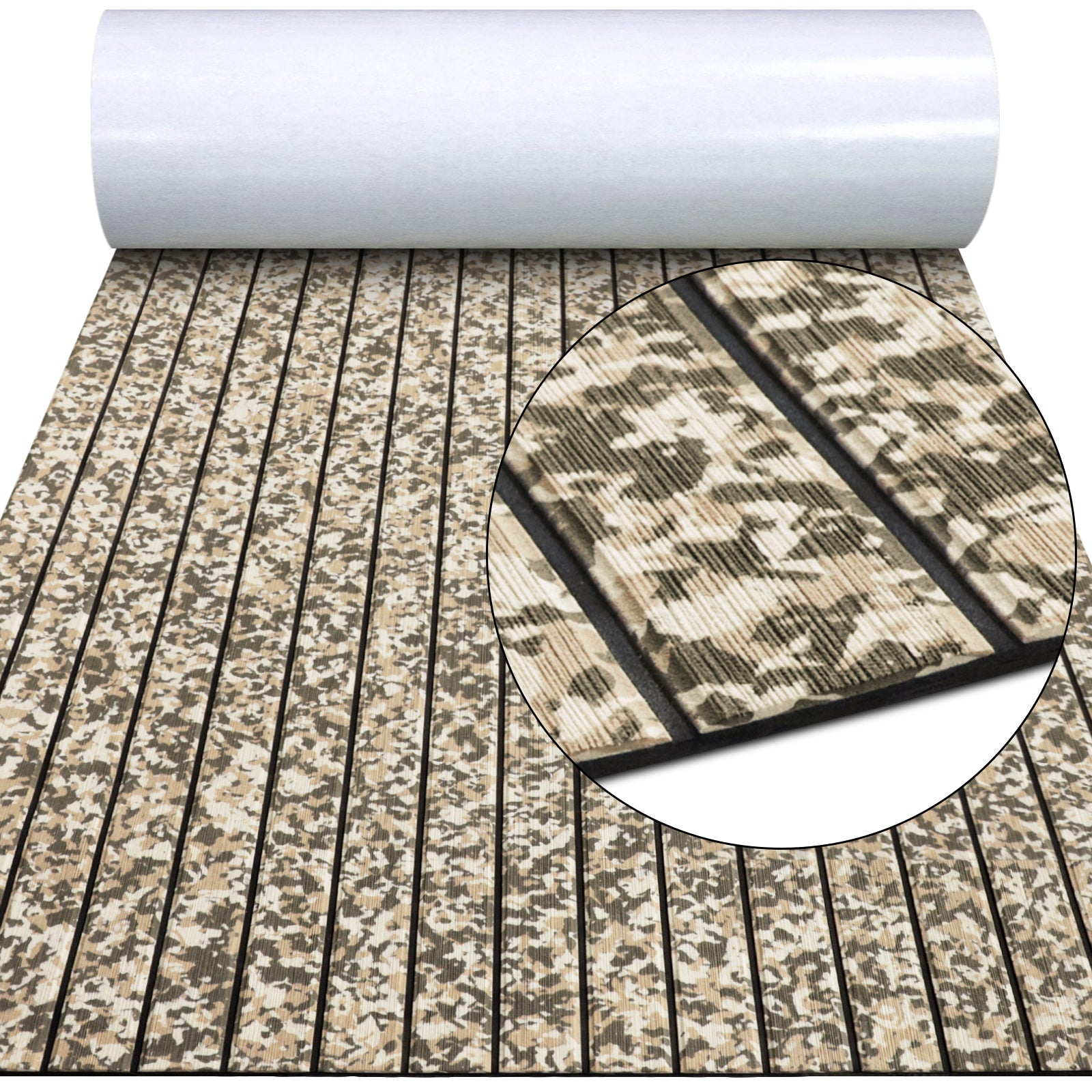 Hzkaicun 3M Self Adhesive EVA Foam Sheets - Desert Camo and Black boat deck mat