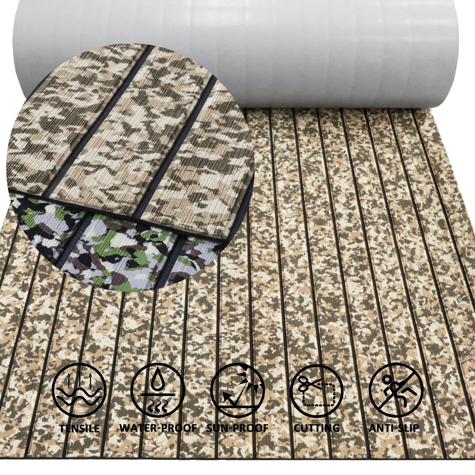Hzkaicun 3M Self Adhesive EVA Foam Sheets - Desert Camo and Black boat decking Mat