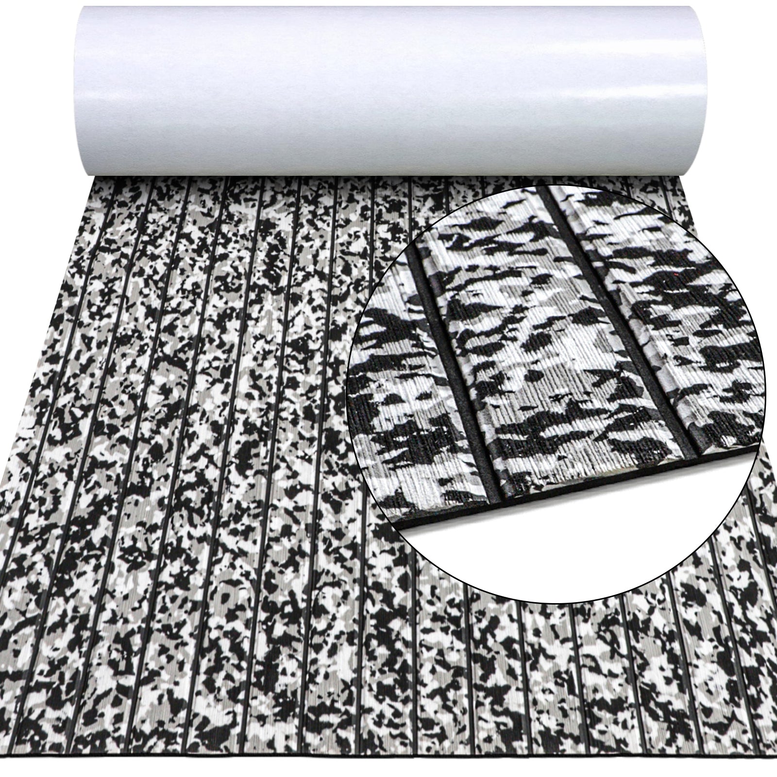 3M Self Adhesive EVA Foam Sheets - Snow Camo and Black U Groove Boat Flooring HzKaiCun
