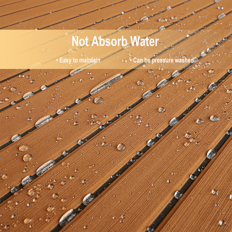 Custom EVA Faux Teak Boat Floor Pad for Astinor 740 Swim Platform Cockpit, 3M Self-Adhesive Marine Deck Mat, Non Slip SeaDek MarineMat Gatorstep Style Boat Flooring HzKaiCun