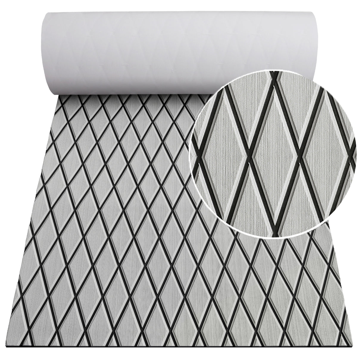 3M Self Adhesive EVA Foam Sheet - Light Gray and Black Large Diamond Boat Flooring Marine Decking HzKaiCun