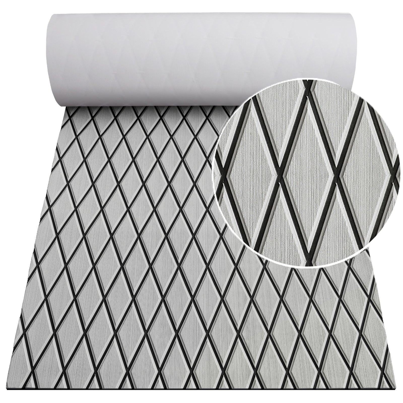 3M Self Adhesive EVA Foam Sheet - Light Gray and Black Large Diamond Boat Flooring Marine Decking HzKaiCun