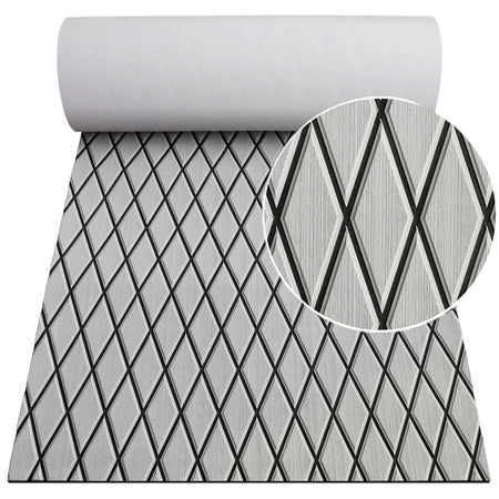 3M Self Adhesive EVA Foam Sheet - Light Gray and Black Large Diamond Boat Flooring Marine Decking HzKaiCun