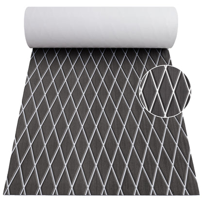 3M Self Adhesive EVA Foam Sheet - Dark Gray and White Large Diamond Boat Flooring Marine Decking HzKaiCun