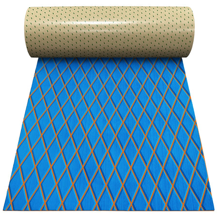 3M Self Adhesive EVA Foam Sheet - Blue and Orange Large Diamond Boat Flooring Marine Decking HzKaiCun