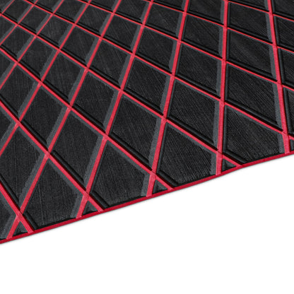 3M Self Adhesive EVA Foam Sheet - Black and Red Large Diamond Boat Flooring Marine Decking HzKaiCun