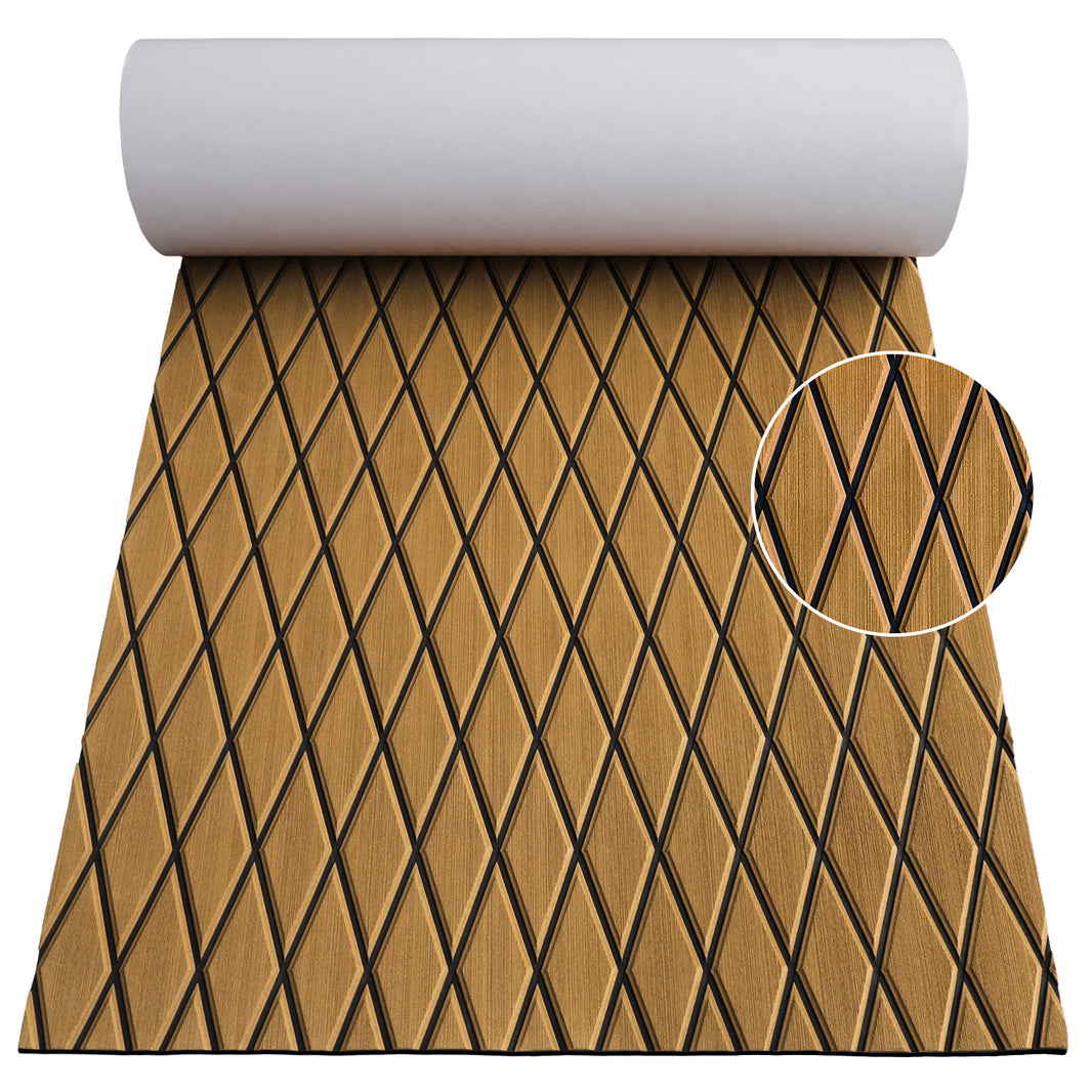 3M Self Adhesive EVA Foam Sheet - Light Brown and Black Large Diamond Boat Flooring Marine Decking HzKaiCun