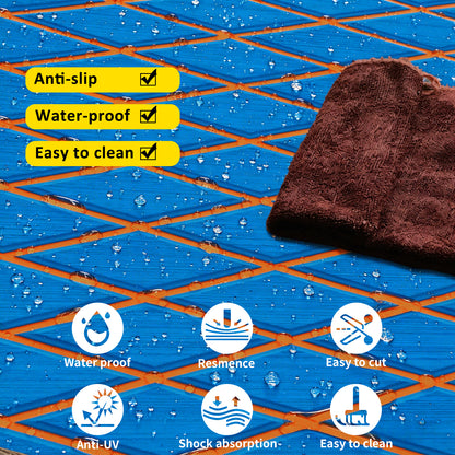 3M Self Adhesive EVA Foam Sheet - Blue and Orange Large Diamond Boat Flooring Marine Decking HzKaiCun