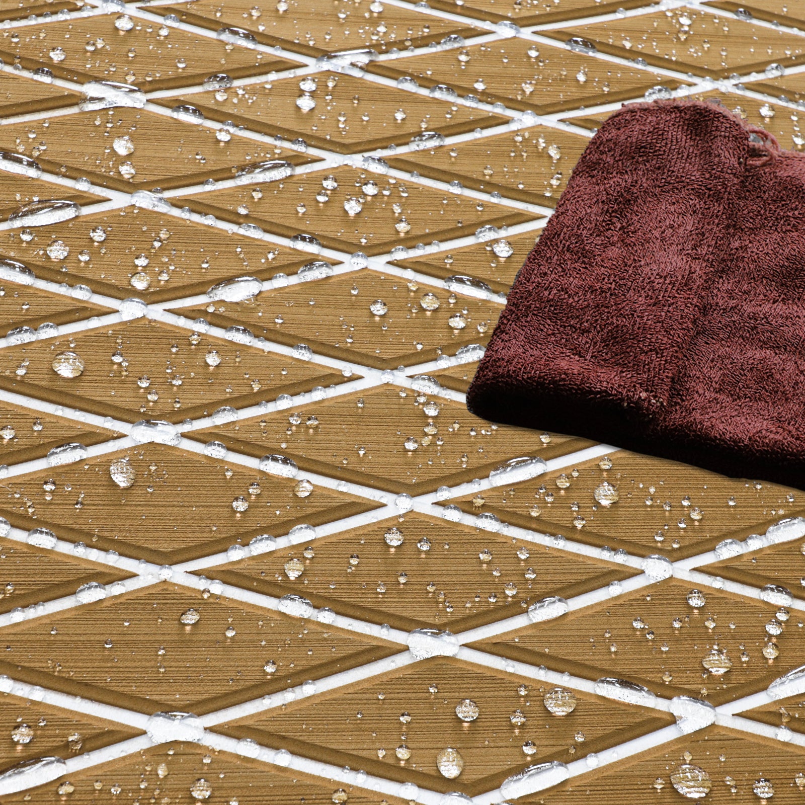 3M Self Adhesive EVA Foam Sheet - Light Brown and White Large Diamond Boat Flooring Marine Decking