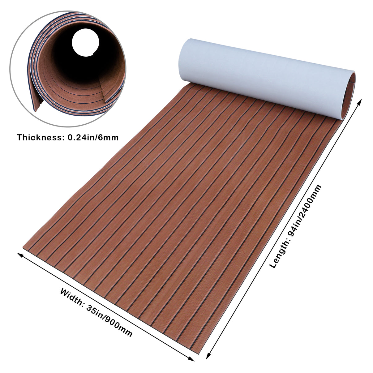 3M Self Adhesive EVA Foam Sheets - Dark Brown and Black Faux Teak U Groove Boat Flooring HzKaiCun