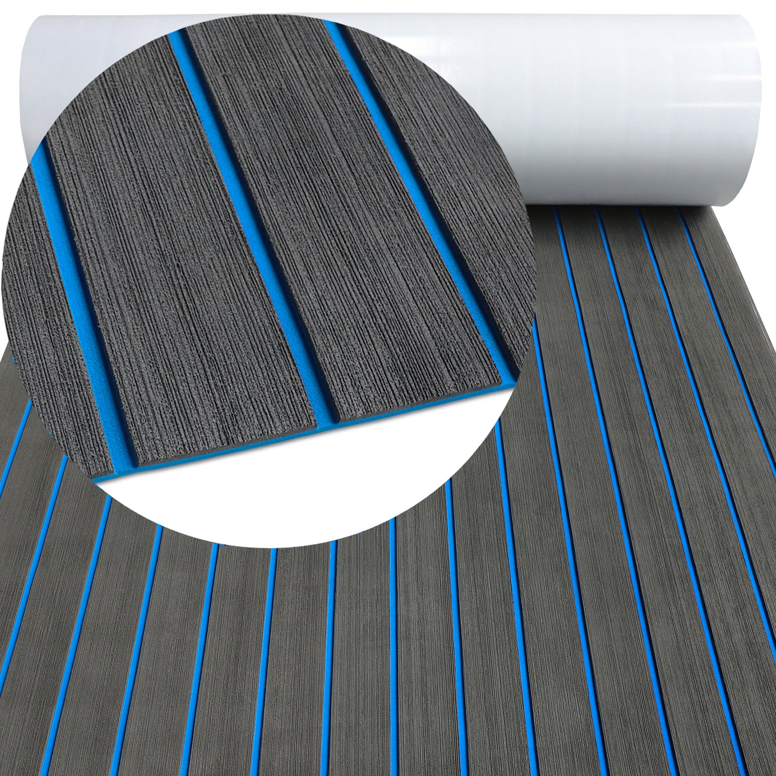 3M Self Adhesive EVA Foam Sheets - Dark Gray and Blue H Groove Boat Flooring HzKaiCun