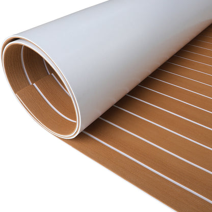 3M Self Adhesive EVA Foam Sheets - Light Brown and White Faux Teak H Groove Boat Flooring HzKaiCun